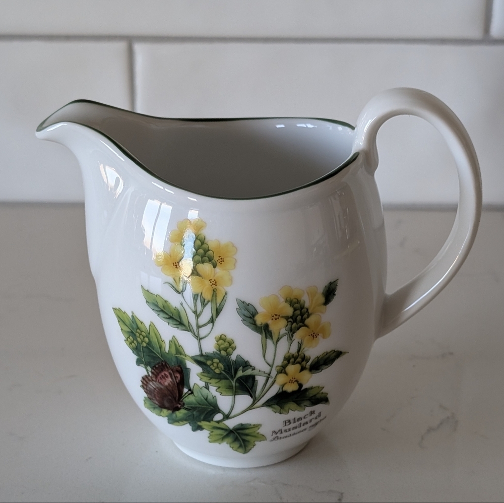 Royal Worcester Herbs Porcelain Black Mustard Rosemary Creamer Milk Jug